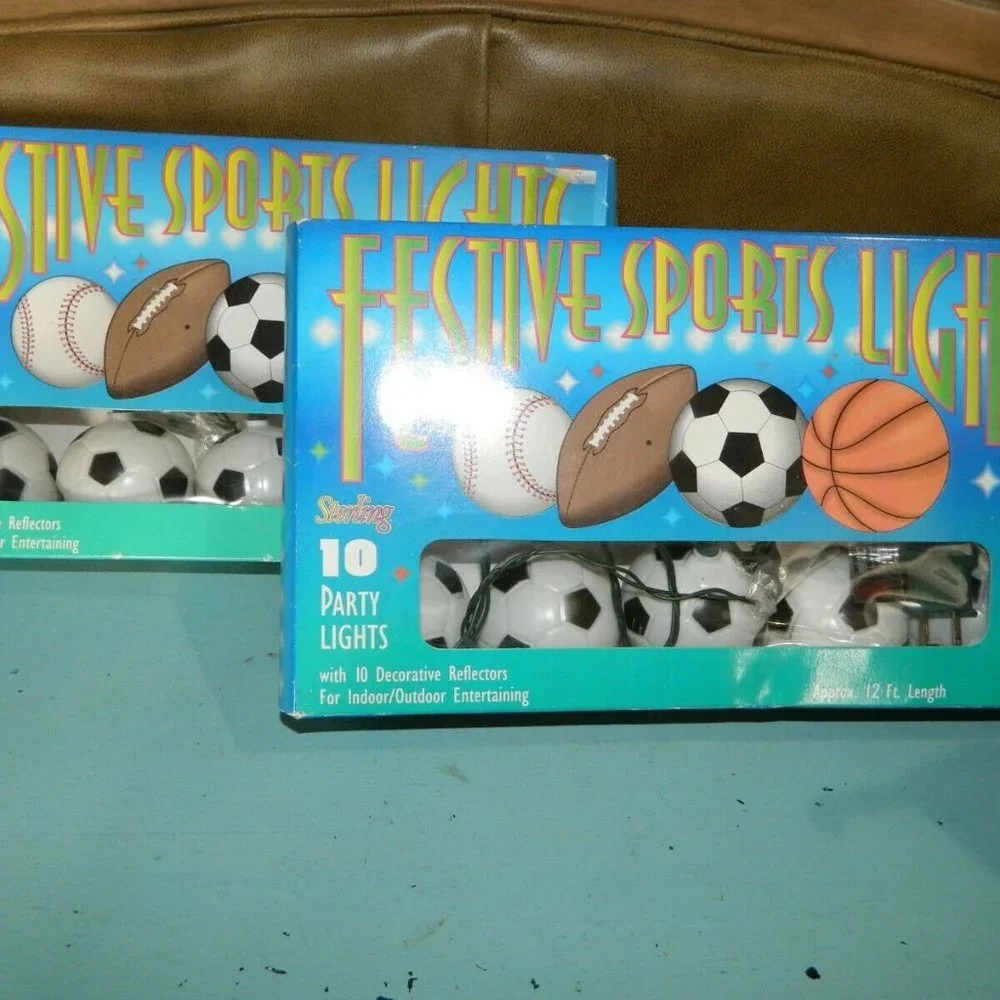 Sterling Soccer Ball Indoor/Outdoor String Party Lights 12 Feet 10 Lights Lot 2